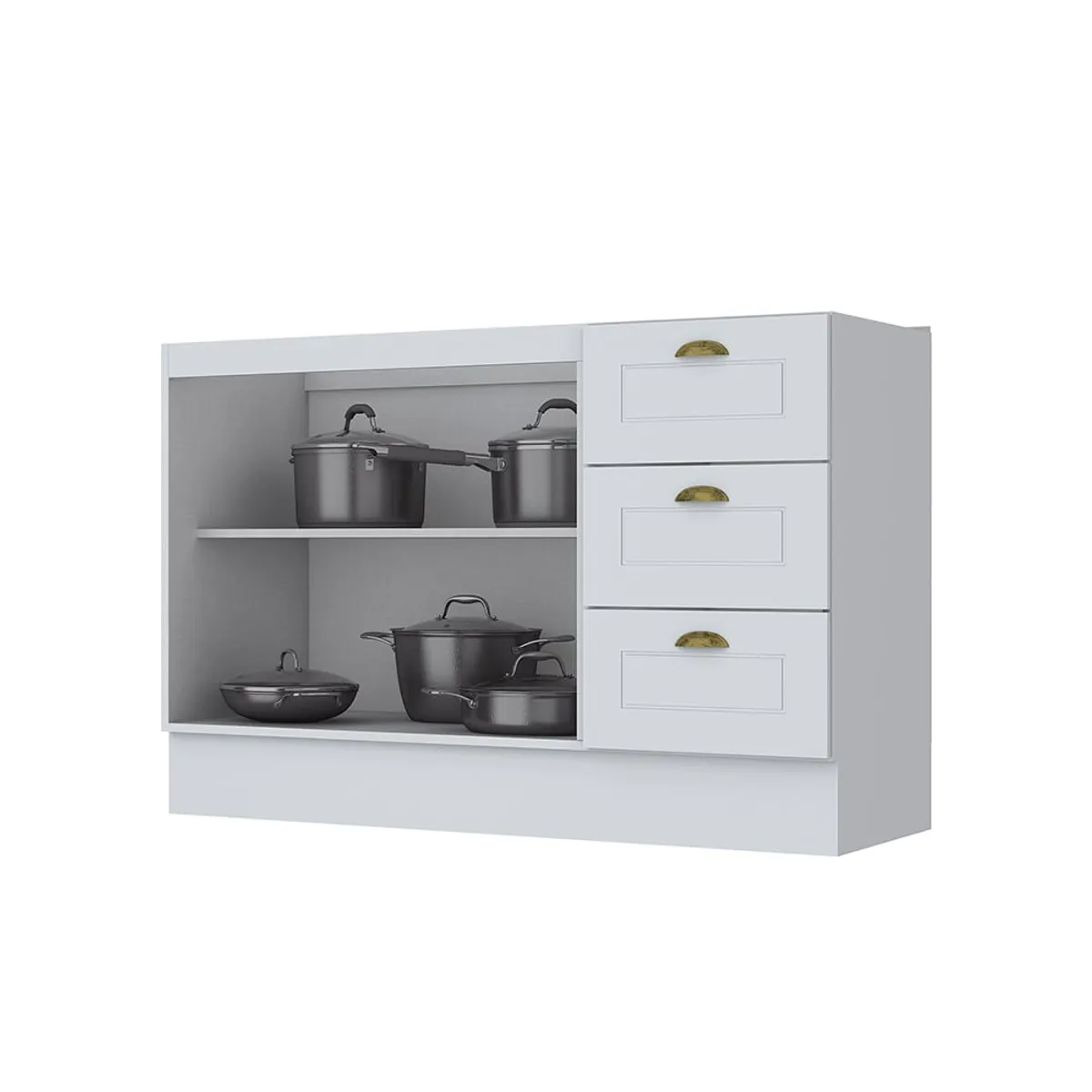 HOME MOBILI - Mueble Cocina Base Montana Blanco-Calcare 2P 3C
