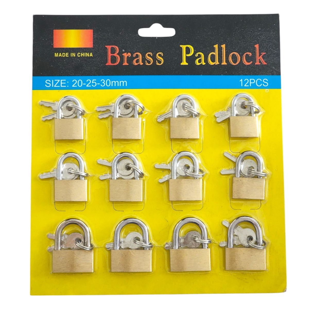 GENERICO - Pack 12 Candados de 20, 25 y 30mm Con Llaves 13432