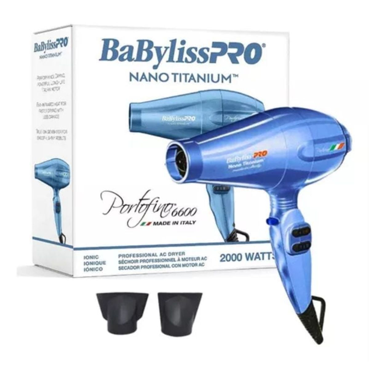 BABYLISS PRO - Secador de pelo Nano Titanium Portofino 6600 Azul BaBylissPRO
