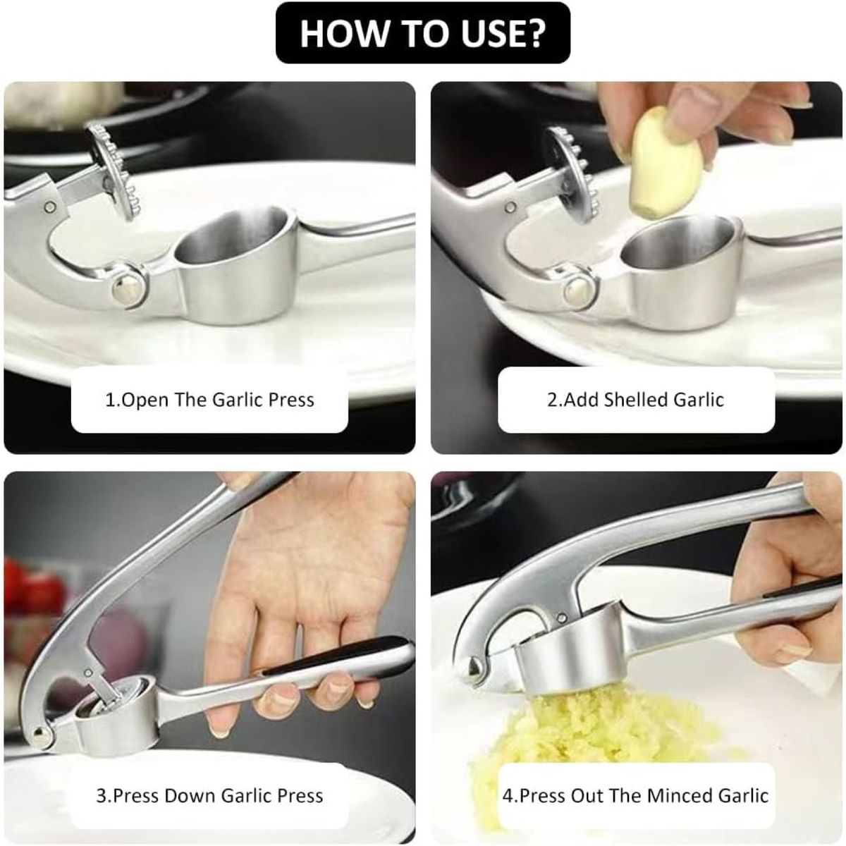 GENERICO - Cortador Prensa Triturador Manual de Ajo Ergonómico 16421