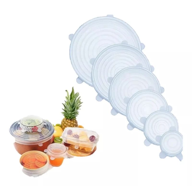 GENERICO - Set 6 Tapas De Silicona Adaptable Para Alimentos
