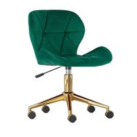 Silla Escritorio Mariposa Felpa Verde Pedestal Dorado