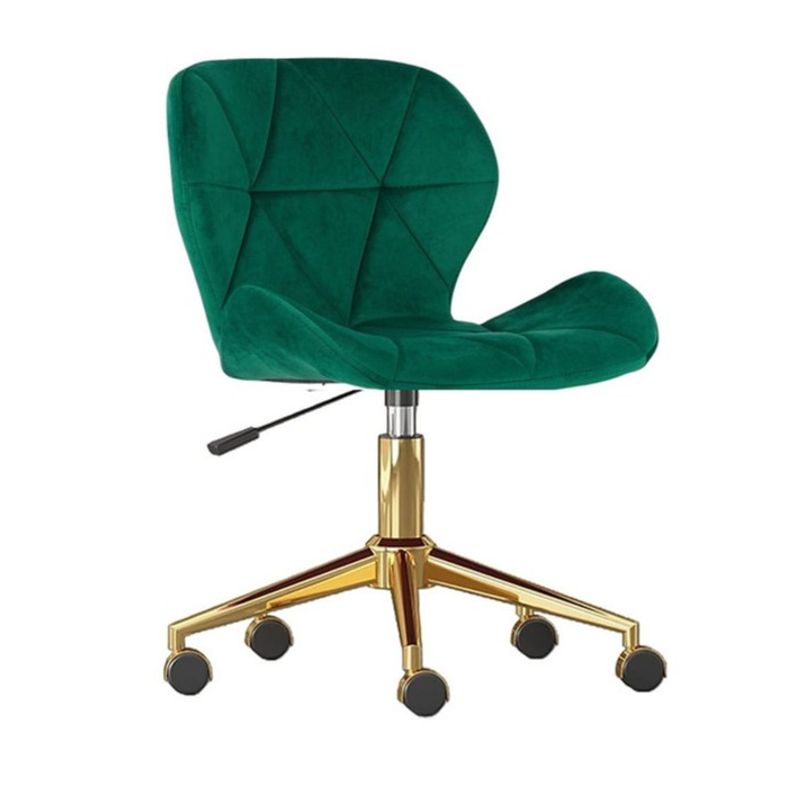 GENERICO - Silla Escritorio Mariposa Felpa Verde Pedestal Dorado
