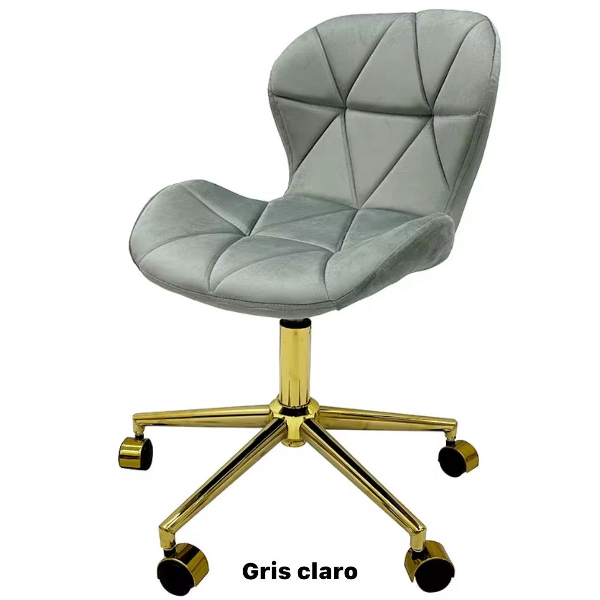 HABITA2 CHILE - Silla Escritorio Mariposa Felpa Gris Pedestal Dorado