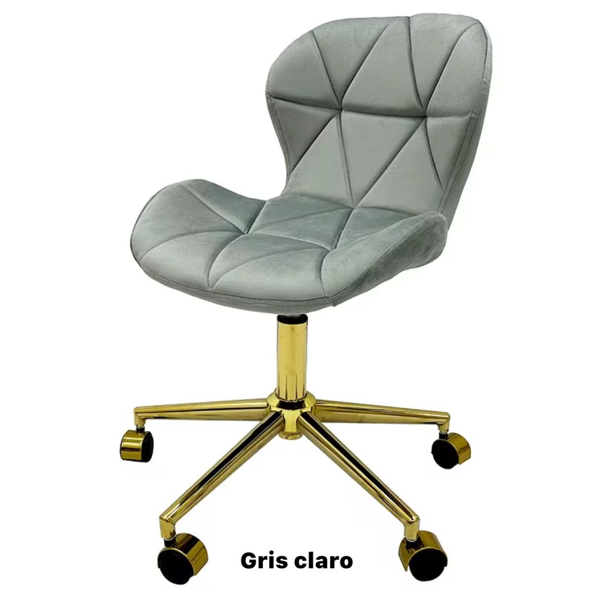 HABITA2 CHILE - Silla Escritorio Mariposa Felpa Gris Pedestal Dorado