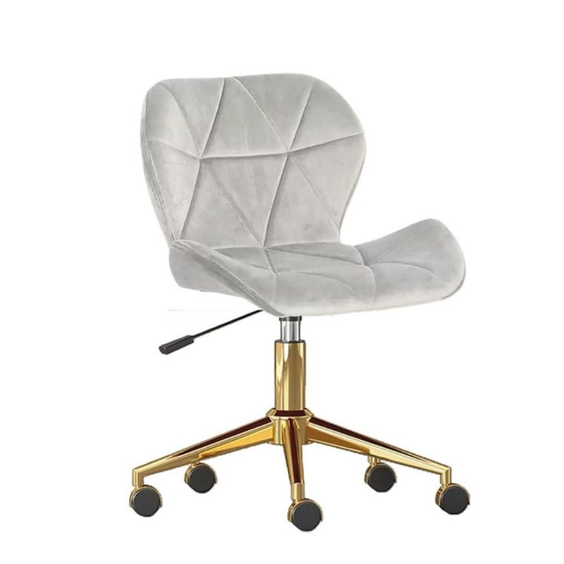 GENERICO - Silla Escritorio Mariposa Felpa Gris Pedestal Dorado