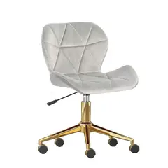 GENERICO - Silla Escritorio Mariposa Felpa Gris Pedestal Dorado