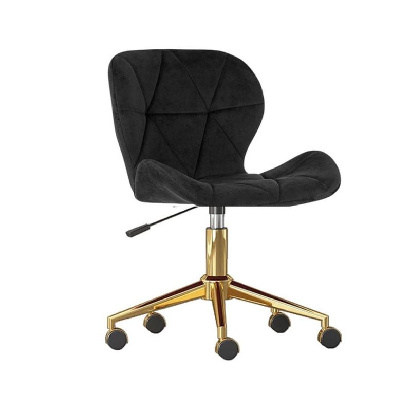 GENERICO - Silla Escritorio Mariposa Felpa Negro Pedestal Dorado