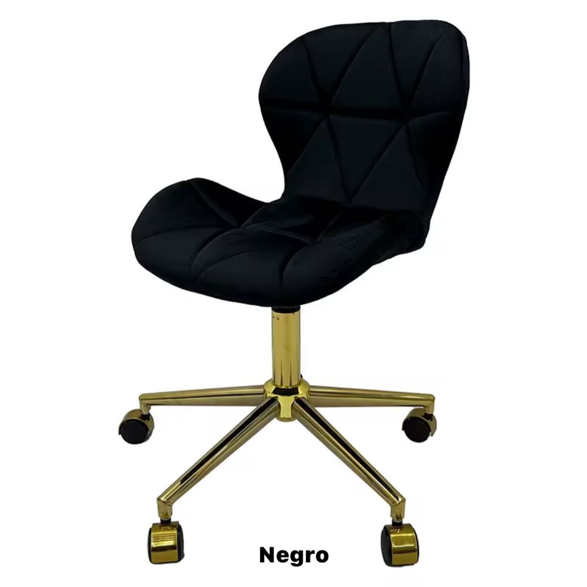 HABITA2 CHILE - Silla Escritorio Mariposa Felpa Negro Pedestal Dorado