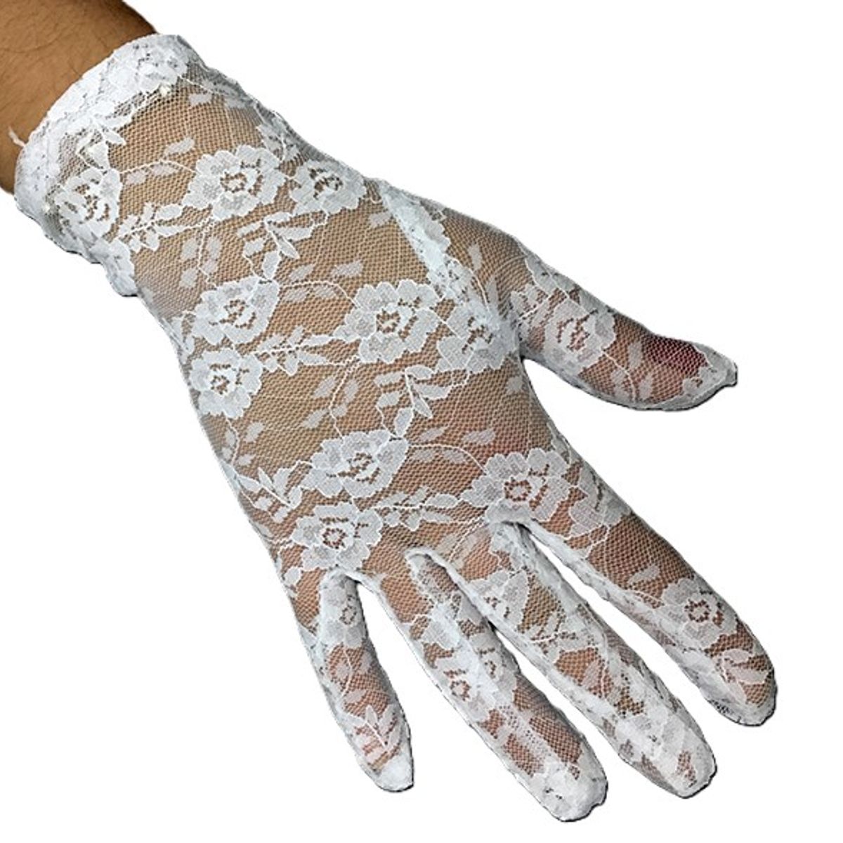 GENERICO - GUANTE ENCAJE 21 CM BLANCO X1 UNI
