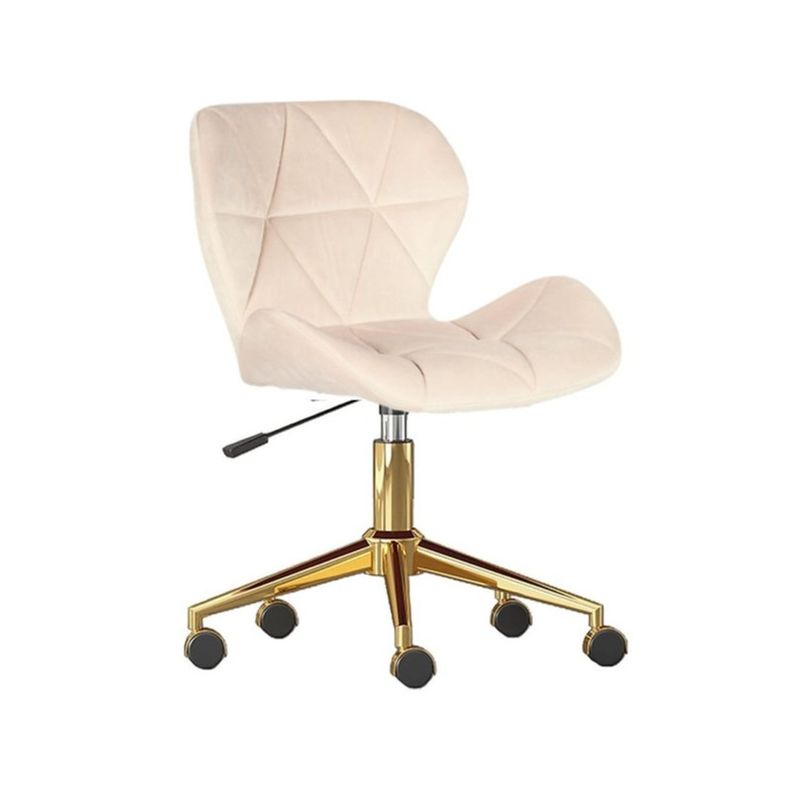 GENERICO - Silla Escritorio Mariposa Felpa Beige Pedestal Dorado