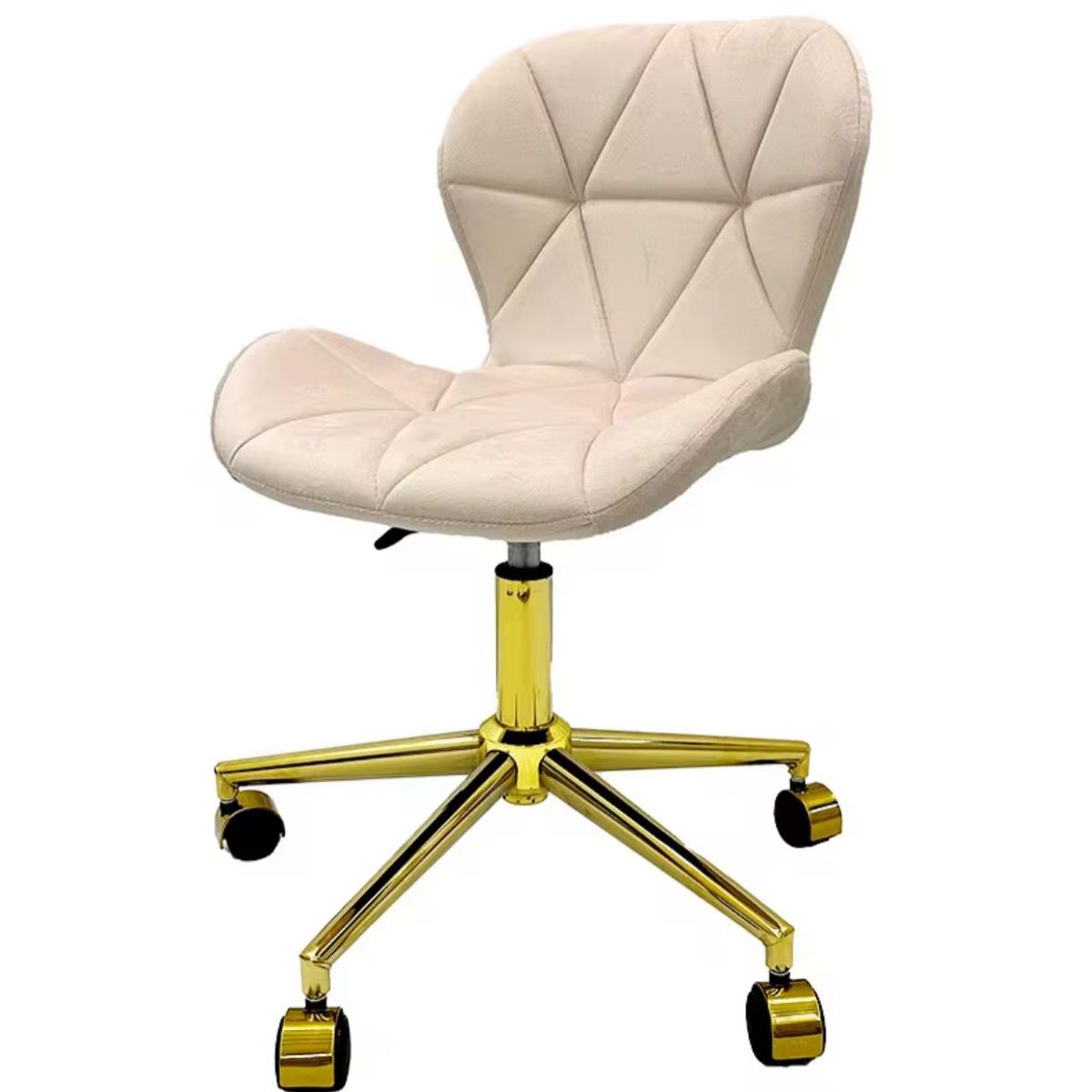 HABITA2 CHILE - Silla Escritorio Mariposa Felpa Beige Pedestal Dorado