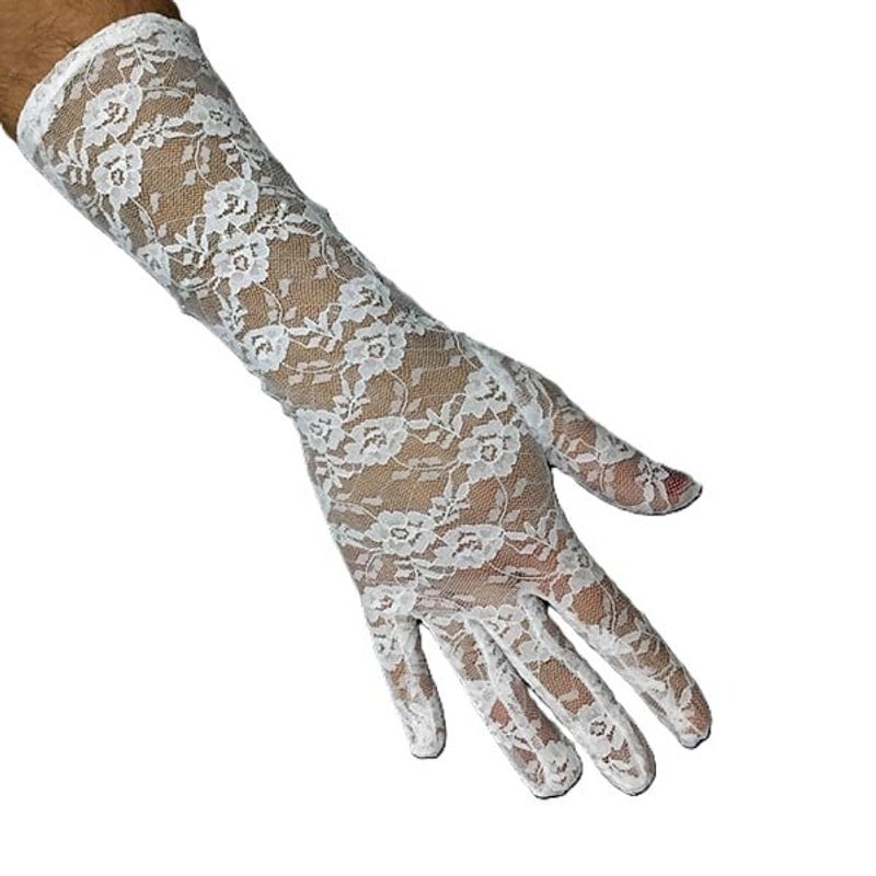 GENERICO - GUANTE ENCAJE 34 CM BLANCO X1 UNI