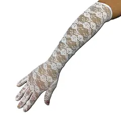 GENERICO - GUANTE ENCAJE 45 CM BLANCO X1 UNI