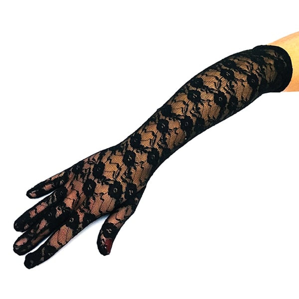 GENERICO - GUANTE ENCAJE 45 CM NEGRO X1 UNI