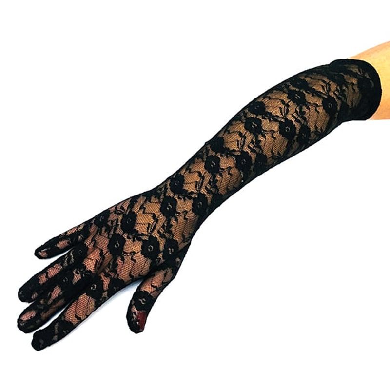 GENERICO - GUANTE ENCAJE 45 CM NEGRO X1 UNI