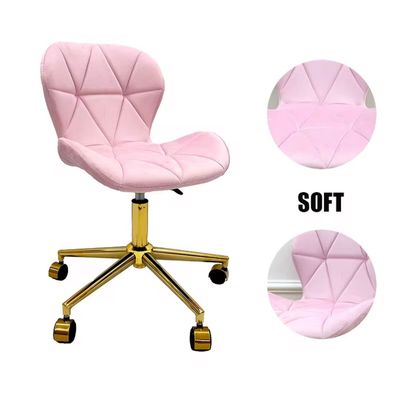 Imagen 2 del producto Silla Escritorio Mariposa Felpa Rosada Pedestal Dorado