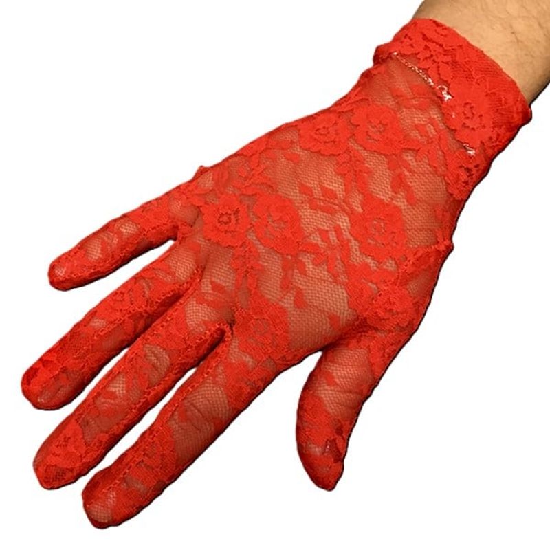 GENERICO - GUANTE ENCAJE 21 CM ROJO X1 UNI