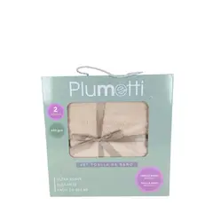PLUMETTI - SET 2 TOALLAS TAUPE 400 grs EN CAJA - ALGODÓN