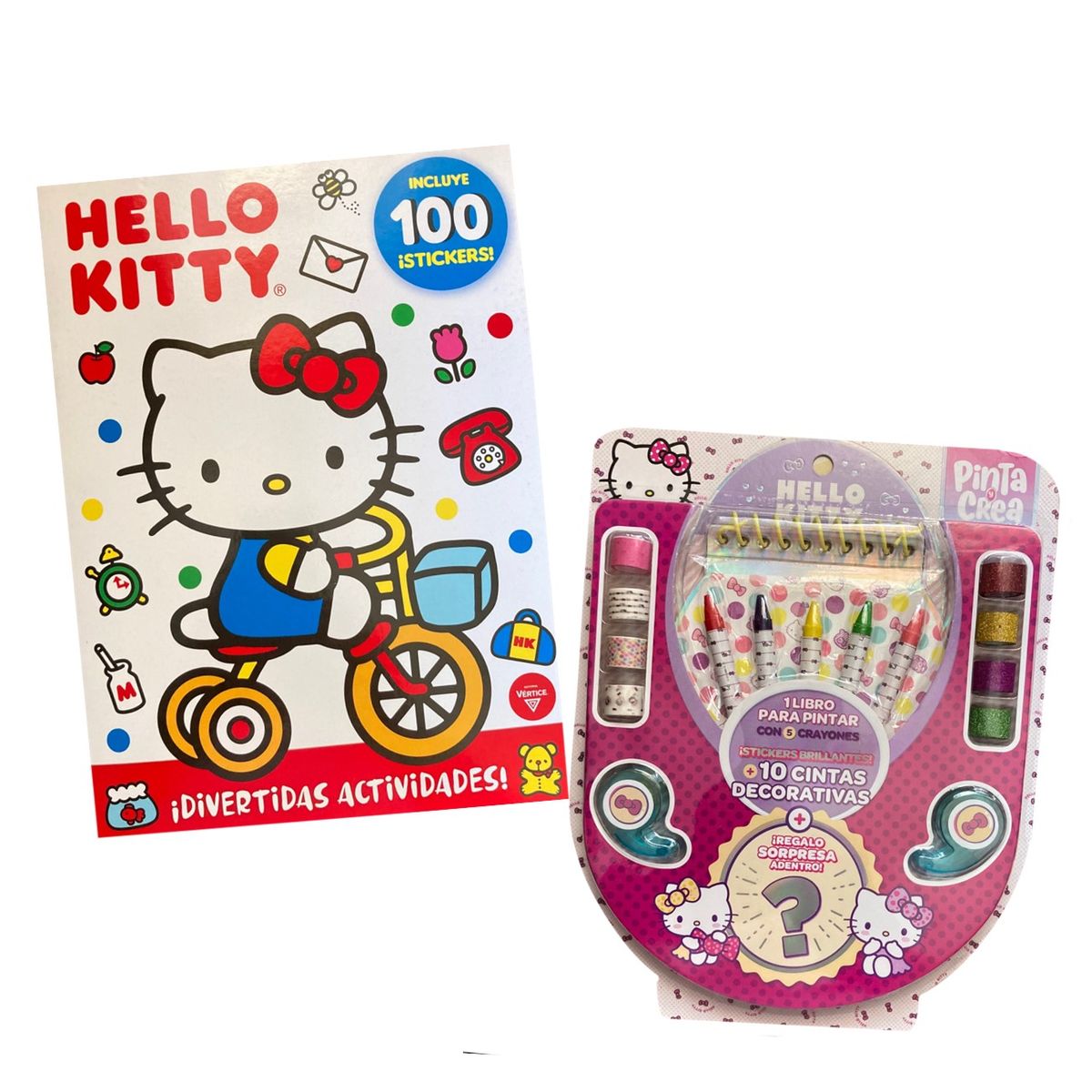 GENERICO - Pack - Libro Hello Kitty con stickers + Set Hello Kitty Pinta y crea