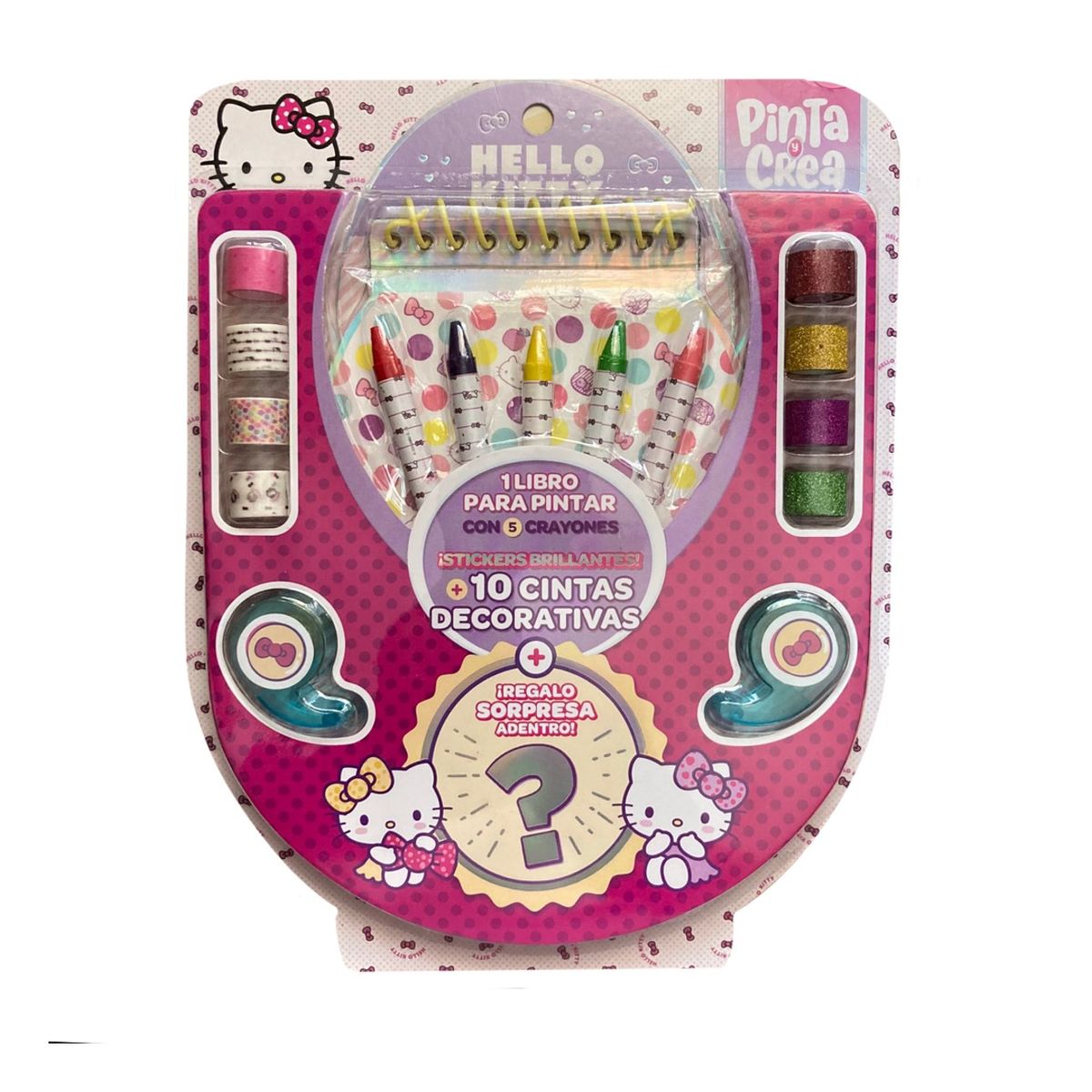 GENERICO - Pack - Libro Hello Kitty con stickers + Set Hello Kitty Pinta y crea