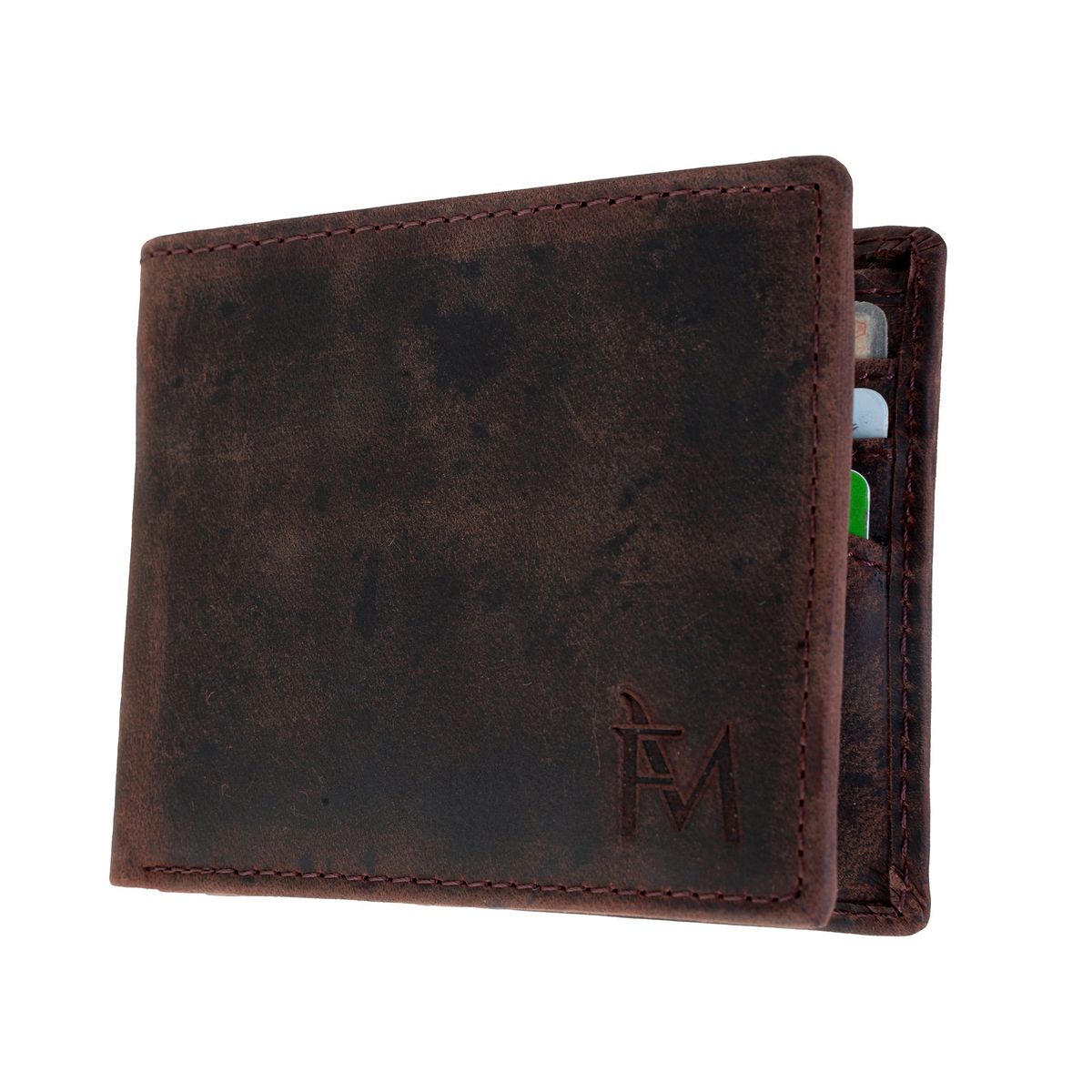 FRANZ MOSSI - Billetera De Cuero Grueso natural Cafe Vintage Country Franz Mossi