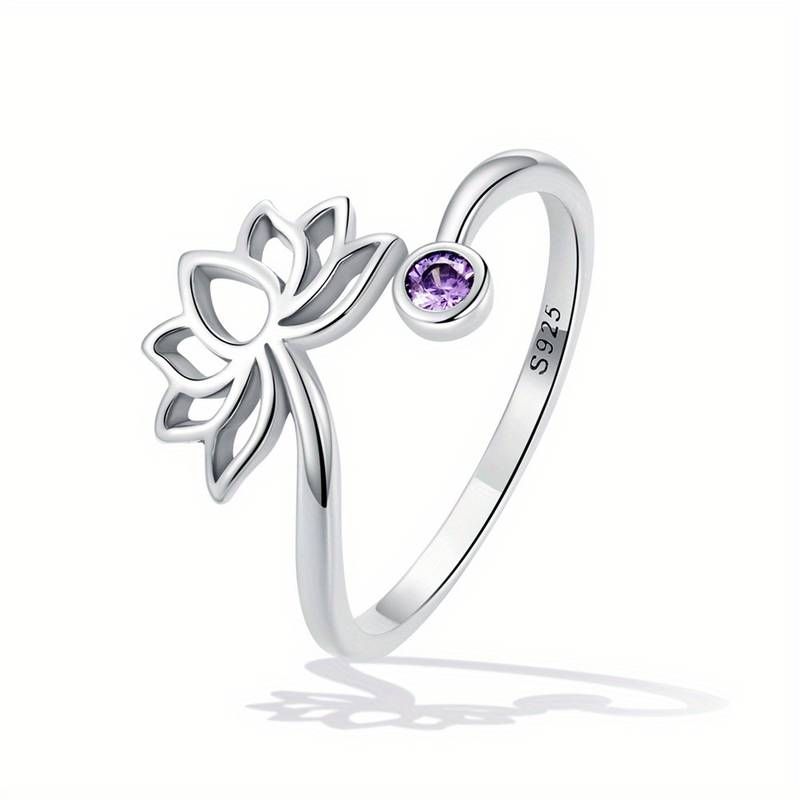 GENERICO - Anillo flor de loto plata 925 ajustable mujer joya