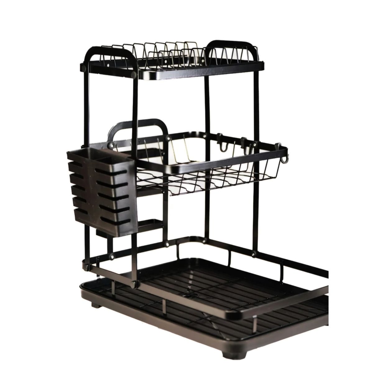 GENERICO - SECADOR ESCURRIDOR DE VAJILLAS DE 3 NIVELES EN NEGRO