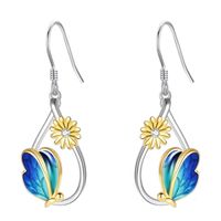 Aros girasol mariposa plata 925