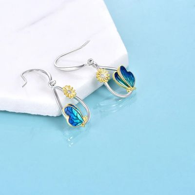 Imagen 2 del producto Aros girasol mariposa plata 925