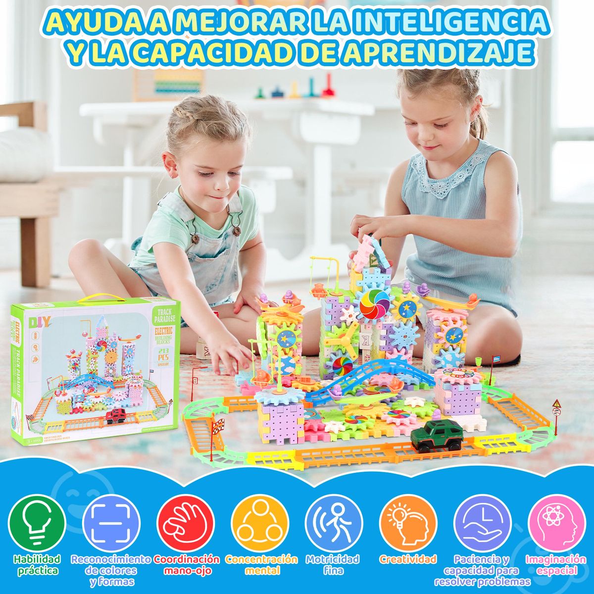 LUKOVEE - Juguetes De Bloques Construcción Engranajes Eléctrico 213pcs