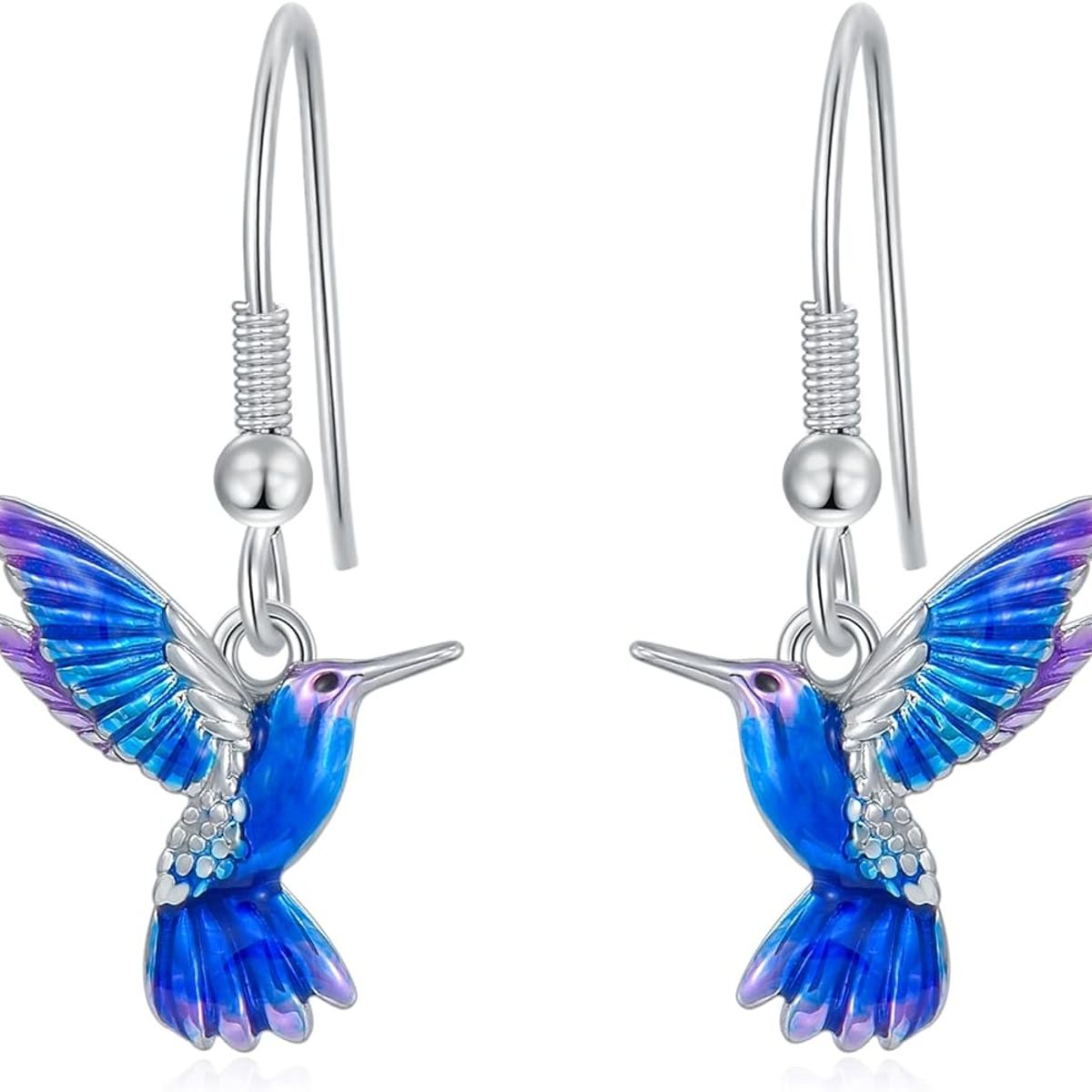 GENERICO - Aros pendientes colibrí multicolor plata 925