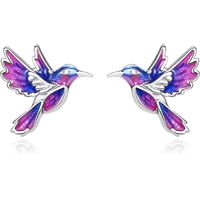 Aros colibrí multicolor plata 925