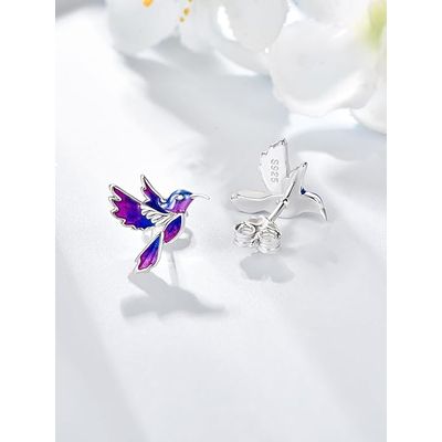 Imagen 2 del producto Aros colibrí multicolor plata 925