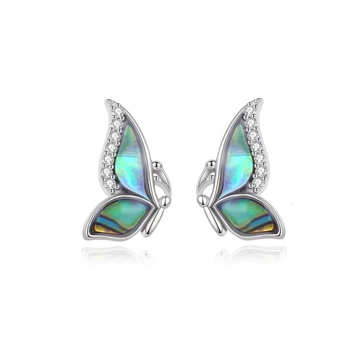 GENERICO - Aros mariposa multicolor plata 925