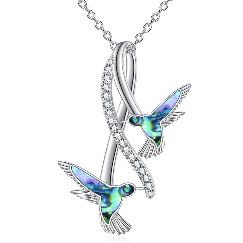 GENERICO - Collar colibri multicolor plata 925 joyas mujer regalo