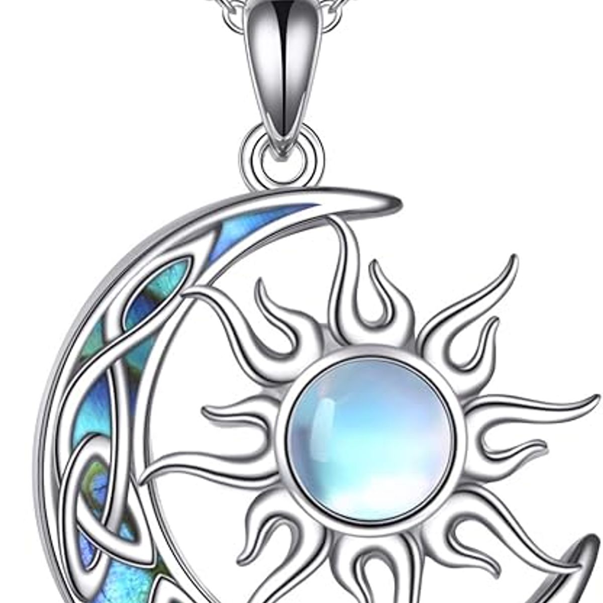 GENERICO - Collar sol luna plata 925 joyas piedra luna mujer regalo