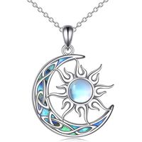 Collar sol luna plata 925 joyas piedra luna mujer regalo