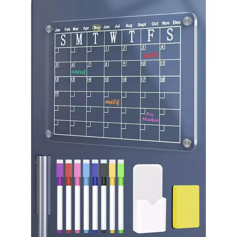 KUANGYE - Pizarra De Planificación Transparente Calendario+8 Bolígrafo