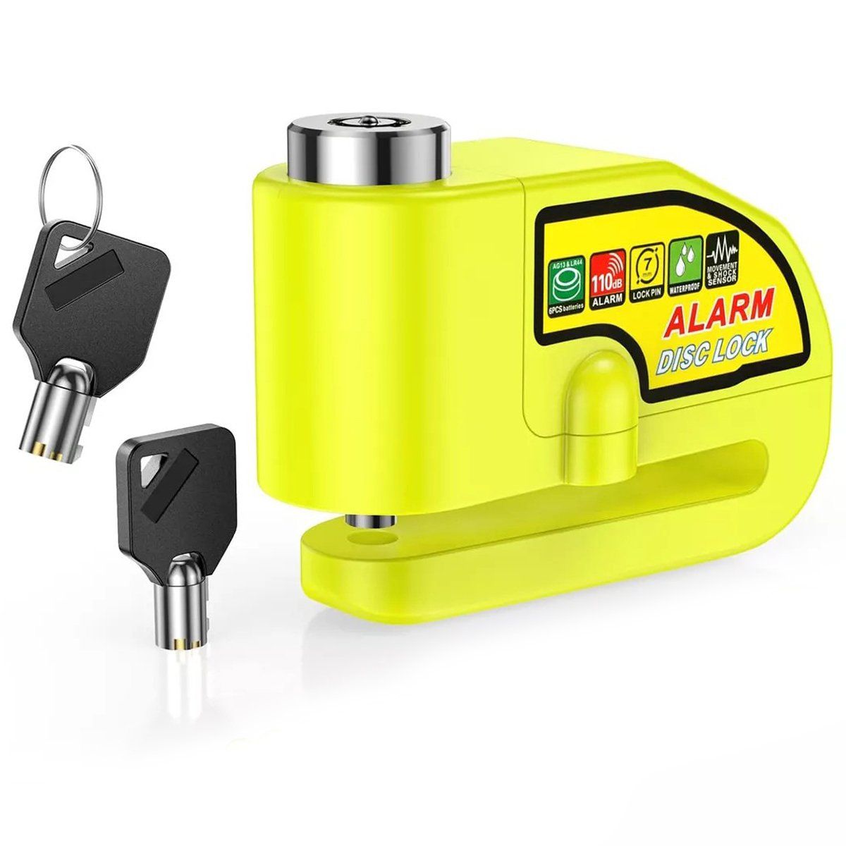 KUANGYE - Candado Con Alarma Freno Disco Moto + Piola Recordatoria