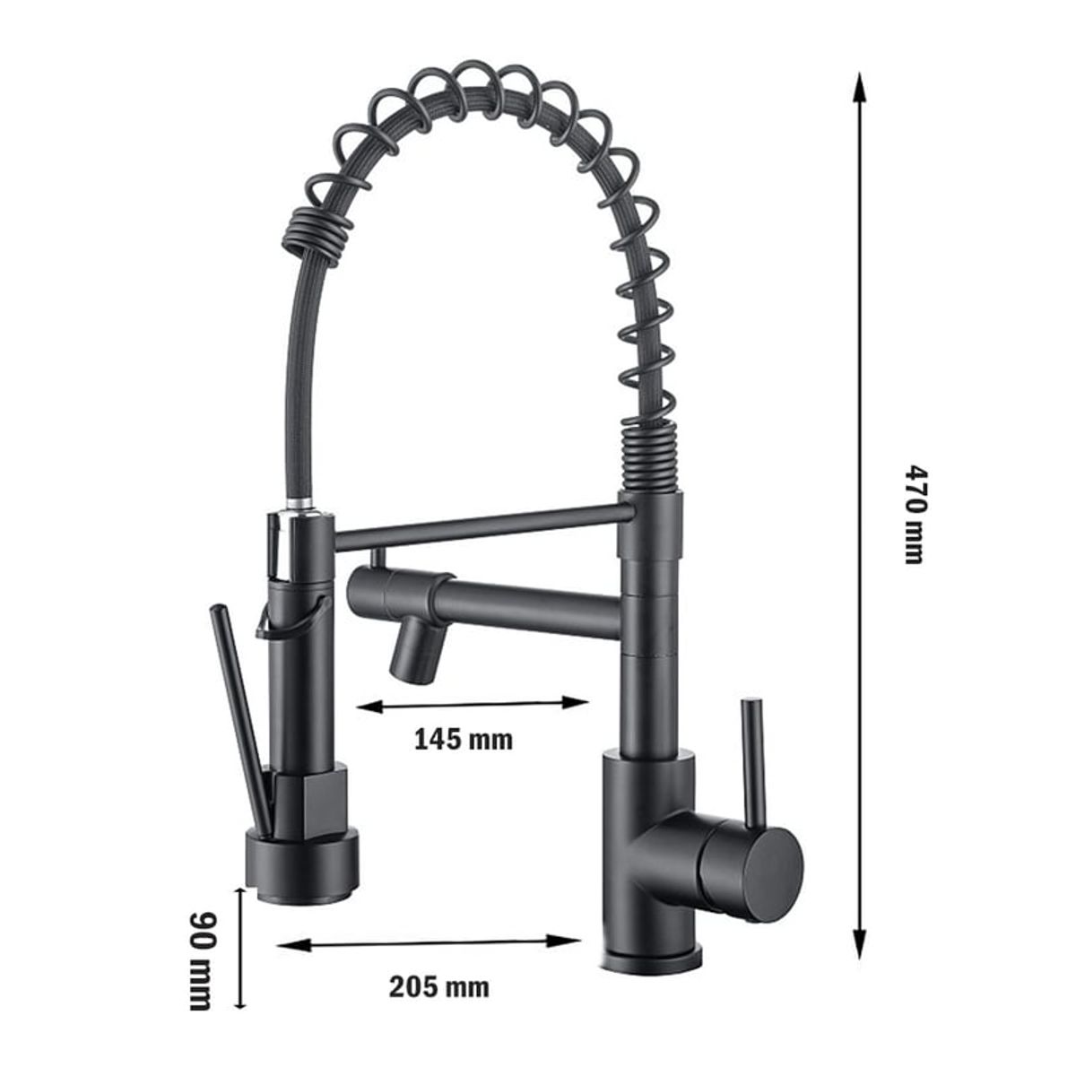 BITART - Grifo Llave Lavaplatos Monomando Cocina Extensible Flexible Negro