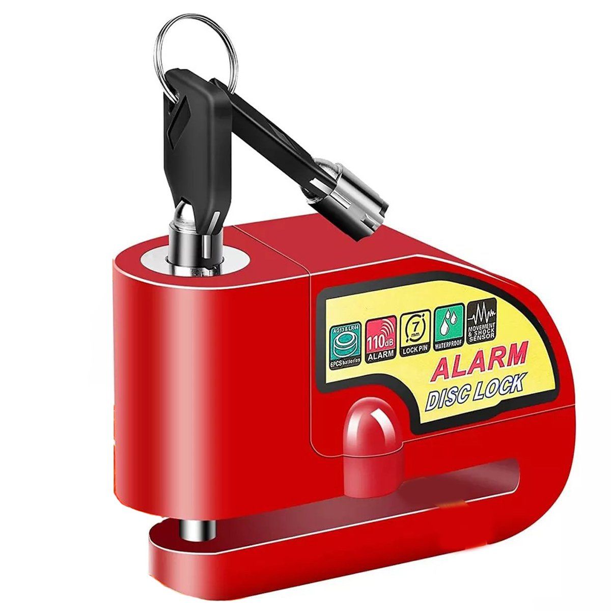 KUANGYE - Candado Con Alarma Freno Disco Moto + Piola Recordatoria