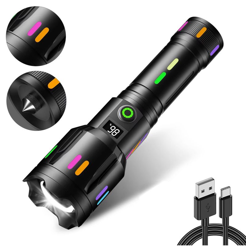 TATEE - Linterna LED multifuncion Recargable Impermeable intemperie