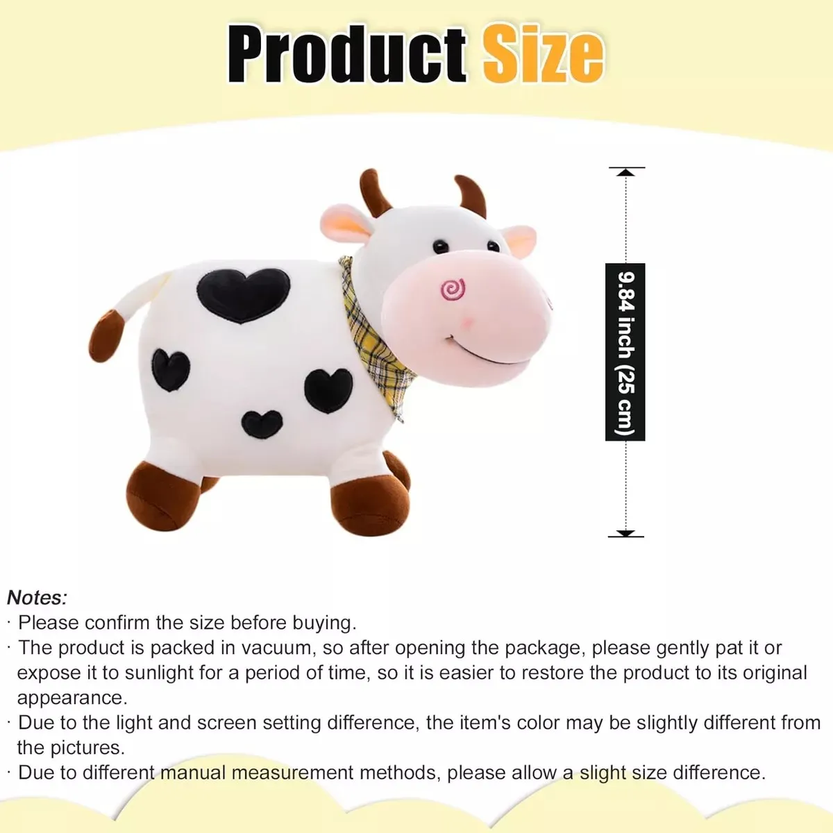 KUANGYE - Peluche Vaca Vaquita Kawaii 25 Cm