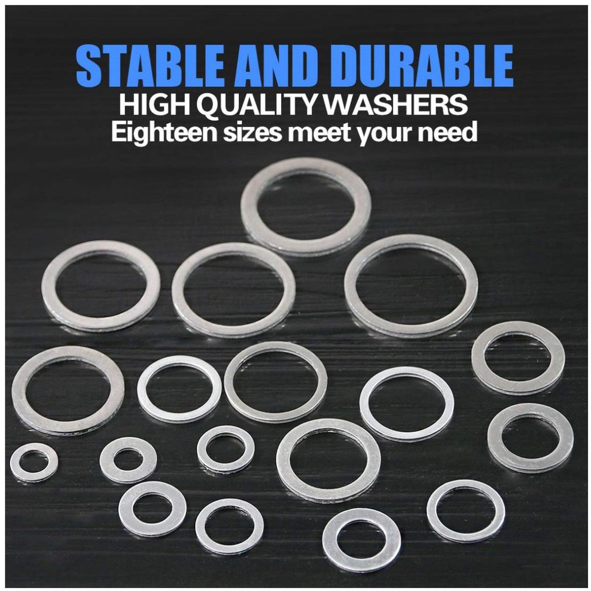 KUANGYE - Juego Surtido Arandelas Métricas Aplastamiento Aluminio 450 Pcs