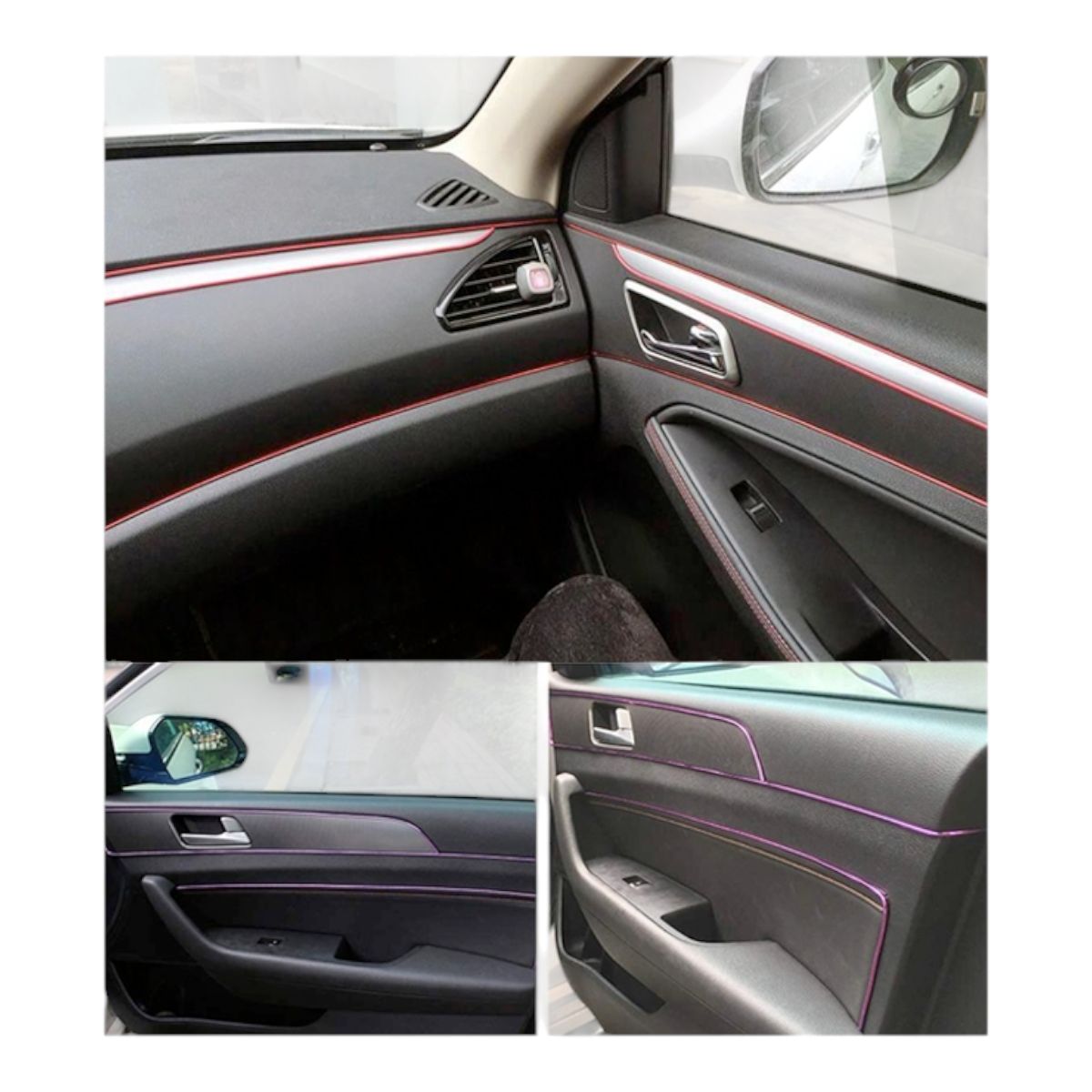 GENERICO - x3 Moldura Decorativa De 5 M Interior De Auto rojo