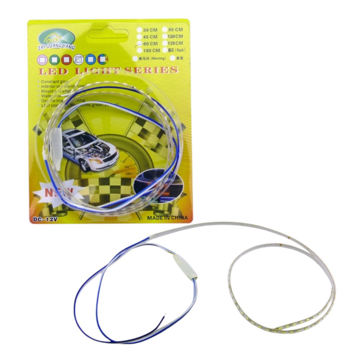 GENERICO - Tira LED Estrobo De 60Cm Luz Blanca Waterproof P Auto O Moto