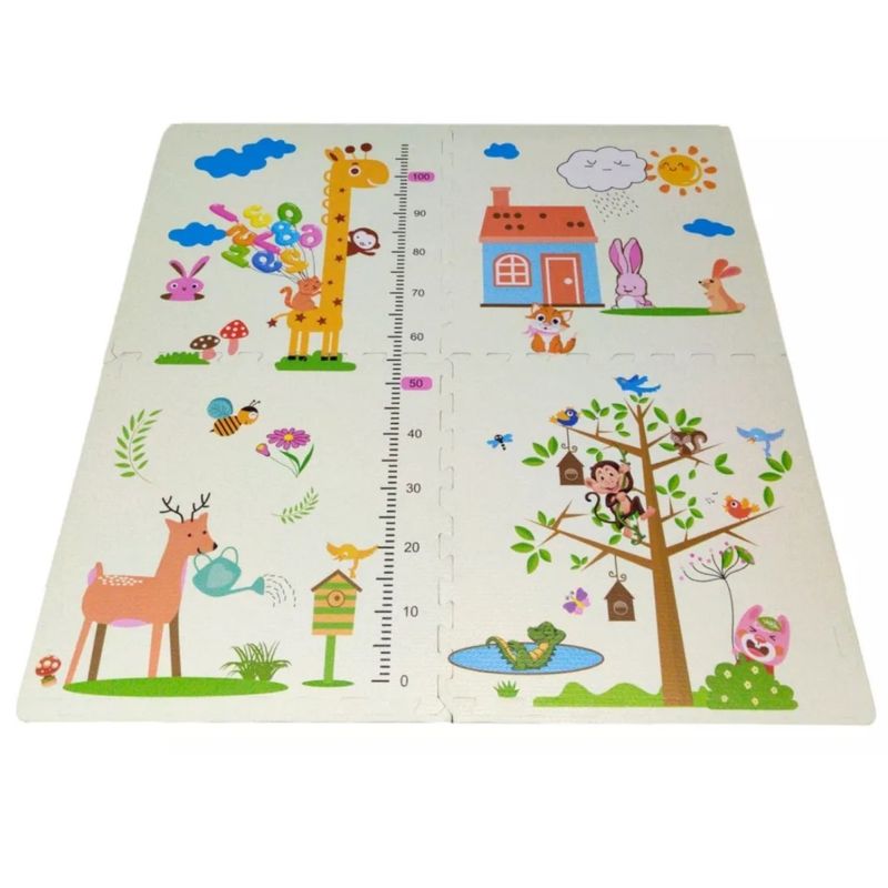 GENERICO - Pack 4 Piso Alfombras Goma Eva 60x60 Diseño Animales 50539