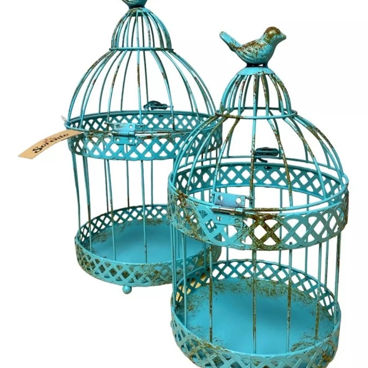 SORENTO - Set 2 De Jaulas Decoración Aves Turquesa - S4422A