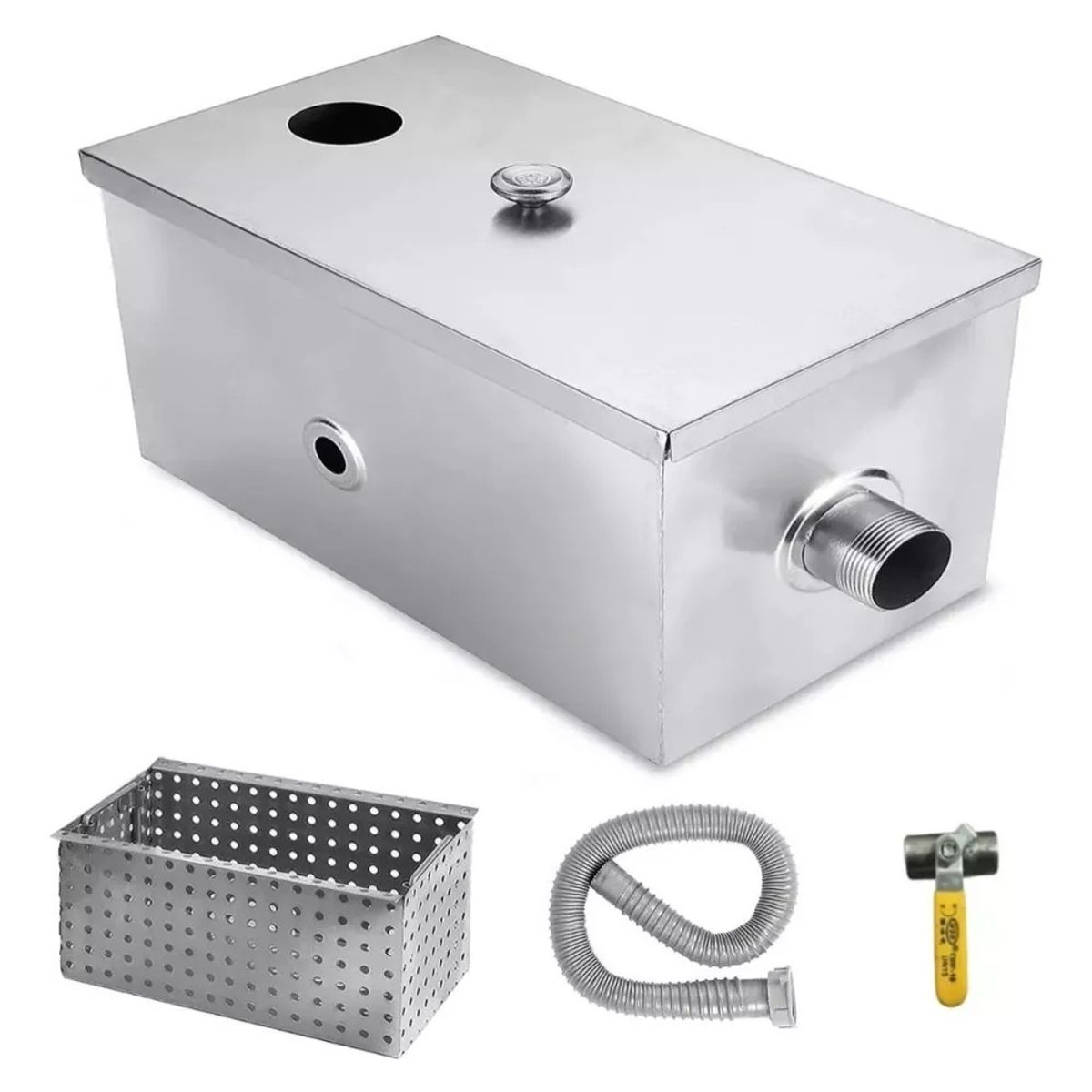 MUNDO MAGIA - Trampa De Gras 100% Acero Inoxidable 40 Lts 500x 250x 250 Mm